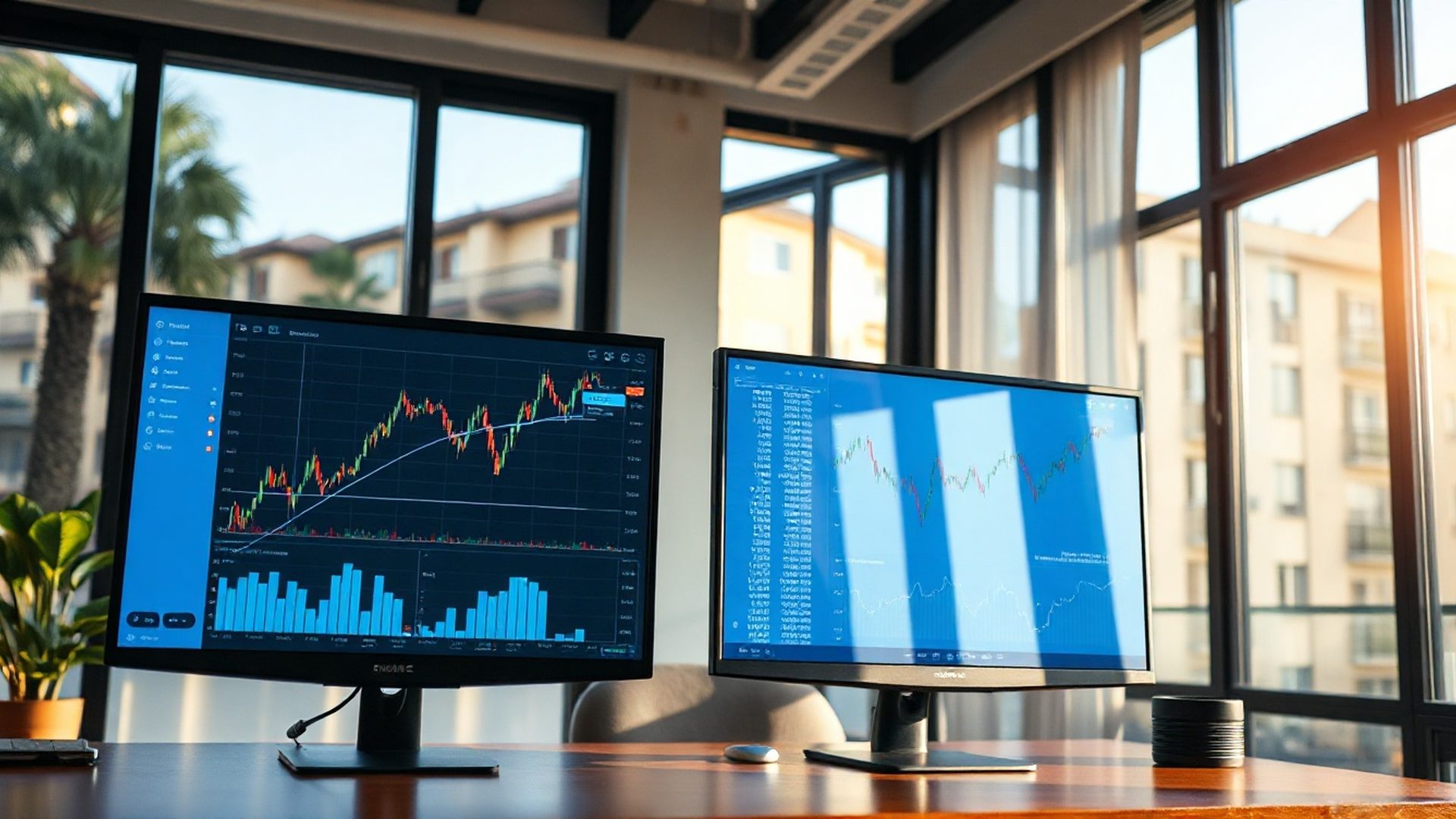 Panel de trading automatizado de Bello Oficina en una oficina de Barcelona